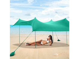 Costway Family Beach Tent Canopy w/ 4 Poles Sandbag Anchors 7'x7' UPF50+ - Green