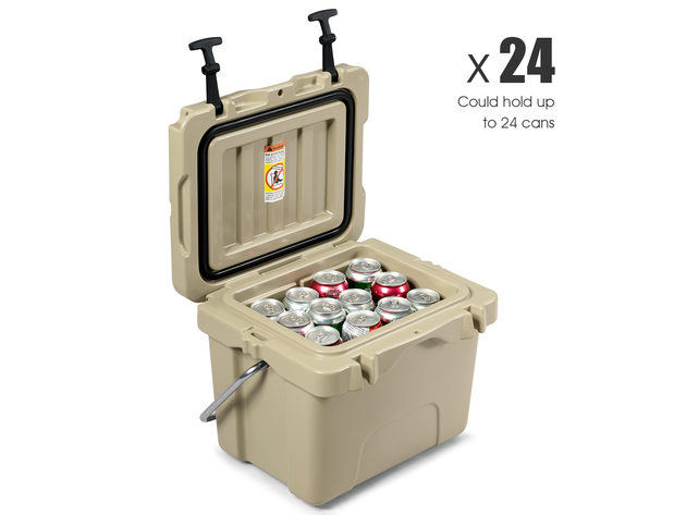 Costway 16 Quart Cooler Portable Ice Chest Leak-Proof 24 Cans Ice Box for Camping Khaki