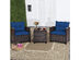 Costway 3PCS Patio Rattan Furniture Set Cushioned Conversation Set Coffee Table Navy - Navy