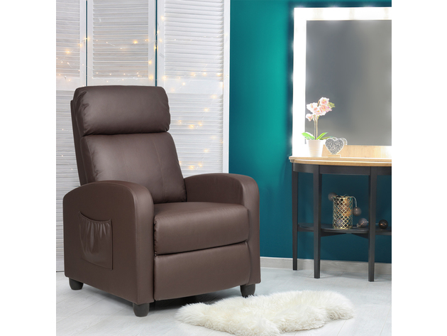 Recliner Massage Chair, Ergonomic Adjustable Single Sofa with Padded Seat - Brown