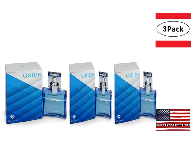 3 Pack Swiss Arabian Oxide Blue by Swiss Arabian Eau De Parfum Spray 3.4 oz for Men