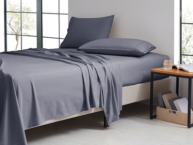 4-Piece Kathy Ireland Twill Weave Luxury Sheet Set (Grey)