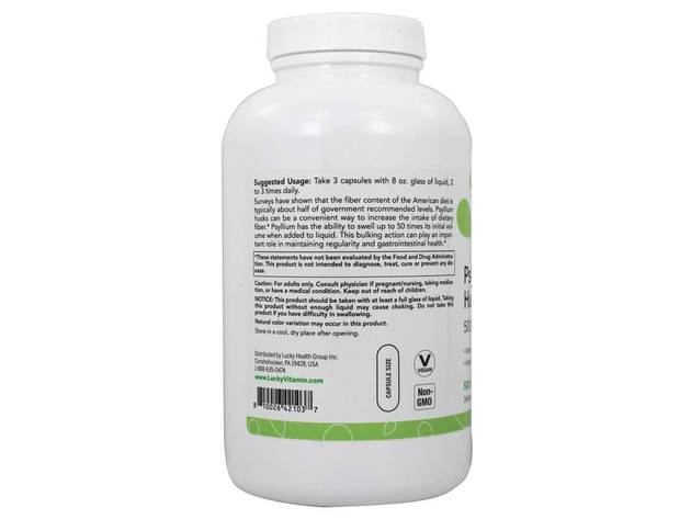 LuckyVitamin - Psyllium Husk Caps 500 mg. - 500 Veg Capsules