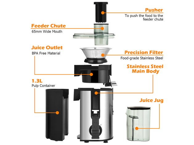 Costway Juicer Machine Juicer Extractor Dual Speed w/ 2.5'' Feed Chute - Silver + Black