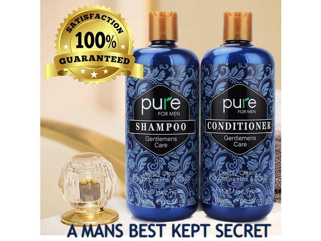 Men's Shampoo and Conditioner Set. Deep Cleansing, Itchy Scalp Care, Strengthen and Invigorate Hair & Scalp. Paraben & Sulfate Free