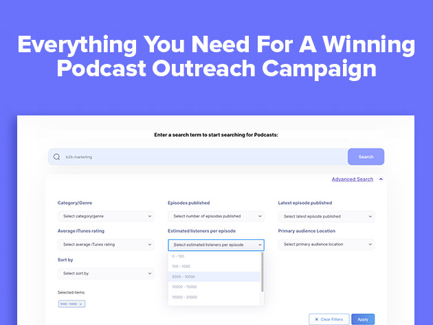 Podseeker Podcast Database: Lifetime Subscription (Outreach Pro Plan)