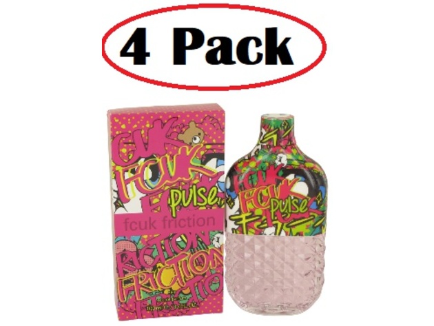 4 Pack of FCUK Friction Pulse by French Connection Eau De Parfum Spray 3.4 oz