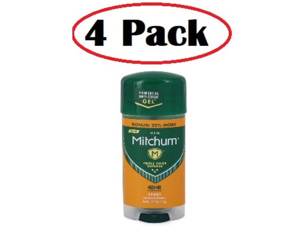 4 Pack of Mitchum Sport Anti-Perspirant & Deodorant Gel by Mitchum Sport Anti-Perspirant & Deodorant Gel 48 hour protection 2.82 oz