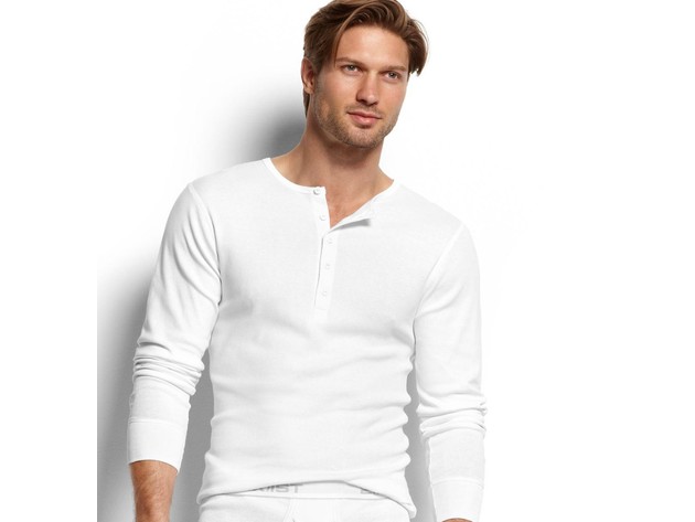 2(X)Ist Men's Essential Range Long-Sleeve Henley White Size Medium