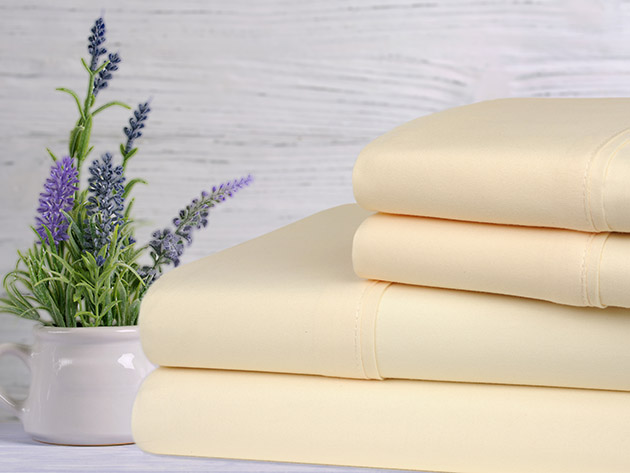 Bamboo 4-Piece Lavender Scented Sheet Set (Ivory/King)