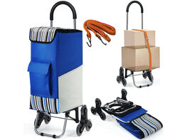 Costway Folding Shopping Cart Stair Climbing Trolley Dolly Removable Bag w/ Bungee Cord