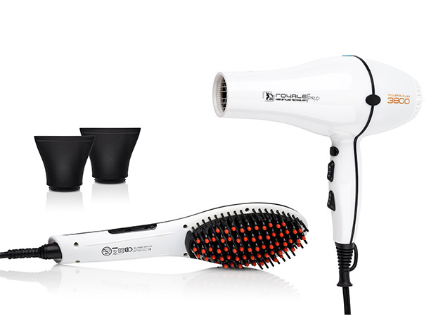 Royale Deluxe Pro Brush and Blowdryer Set (Pearl White)