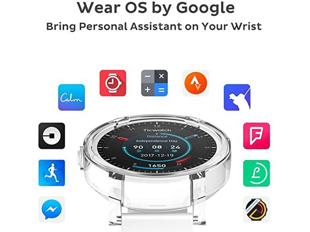 Ticwatch E Super Lightweight Android Smart Watch, 1.4 inch OLED Display - Ice (Like New, Open Retail Box)