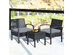 Costway 3PC Patio Rattan Furniture Set Coffee Table Conversation Sofa Cushioned Gray - Black