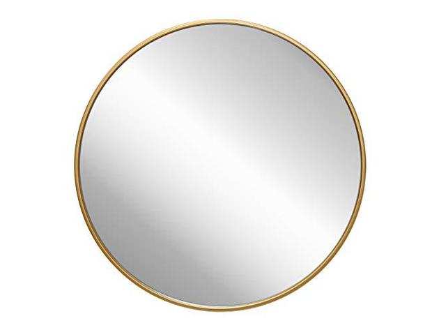 HBCY Round Wall Mirror for Entryways, Washrooms, Living Rooms - 24", Gold (Refurbished, No Retail Box)