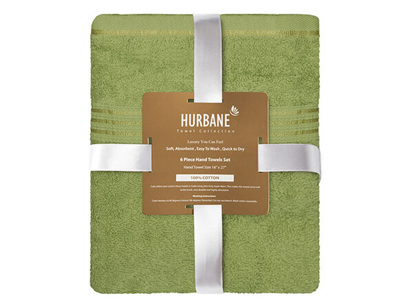 Hurbane Home 6 Piece Hand Towel Set Green - Product Image