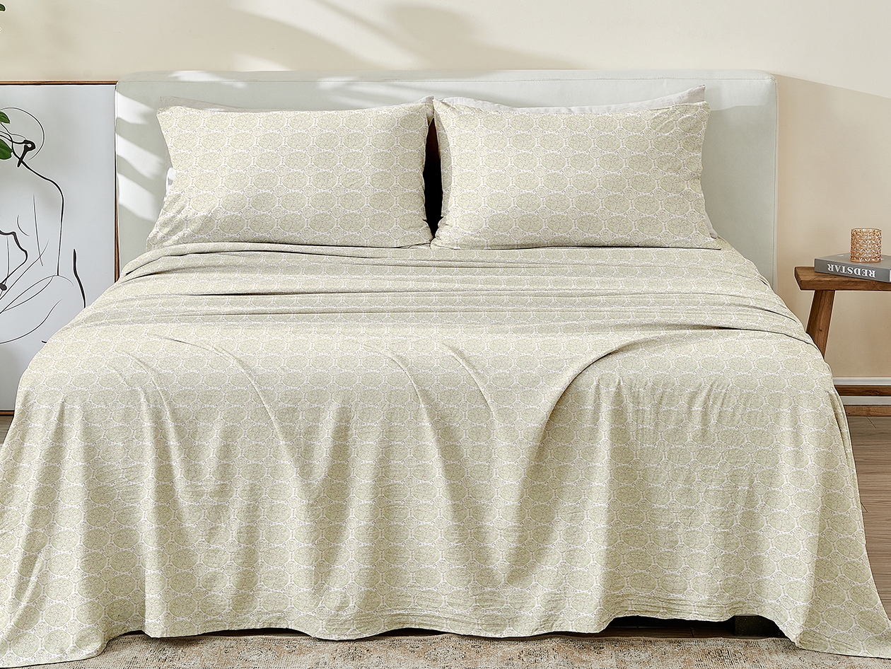 4-Piece Floral Print Microfiber Sheet Set (Grove Green/Full)