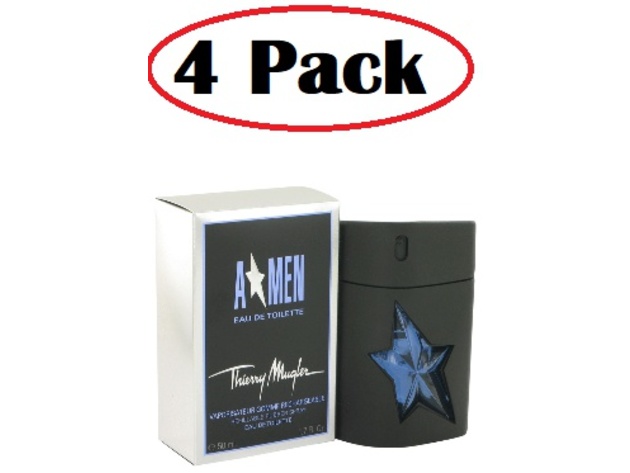 4 Pack of ANGEL by Thierry Mugler Eau De Toilette Spray Refillable (Rubber Flask) 1.7 oz