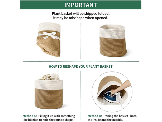 Potey 12"x12" Woven Cotton Rope Plant Basket