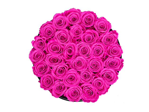 Large Black Box with Long-Lasting Roses (Neon Pink)