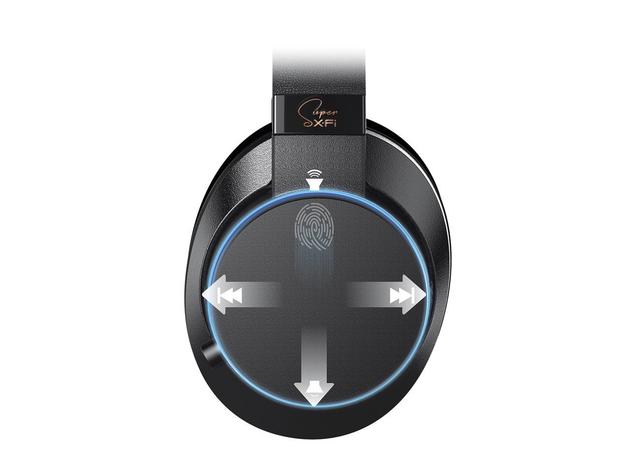 Creative SXFI AIR Bluetooth and USB Headphones with Super X-Fi Audio Holography, 50mm Drivers, microSD Card, Touch Controls and Ambient Monitoring (Bluetooth + USB + microSD) Black - Certified Refurbished Brown Box