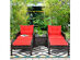 Costway 5 Piece Patio Rattan Furniture Set Sofa Ottoman Table Cushioned Yard Red