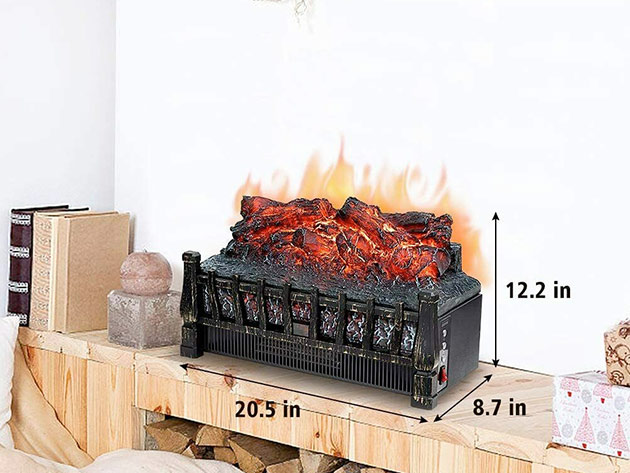 Electric Log Fireplace with Flames Timed Heating