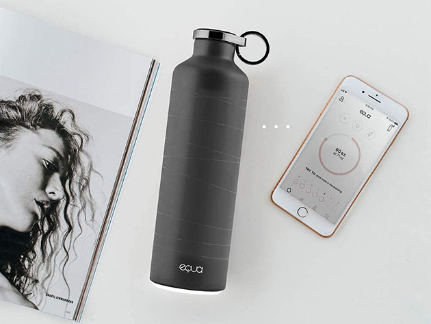 EQUA Smart Water Bottle (Dark Grey with Stripes)