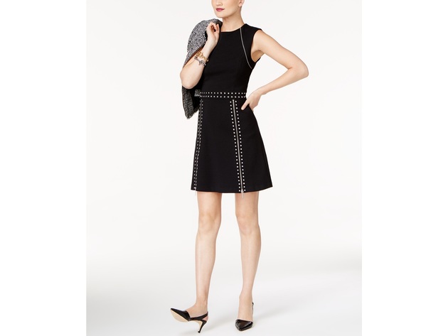 Michael Kors Women's Studded Zippered Dress Black Size Extra Small