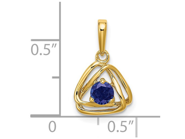 1/3 Carat (ctw) Lab Created  Blue Sapphire Geometric Pendant Necklace in 14K Yellow Gold with Chain