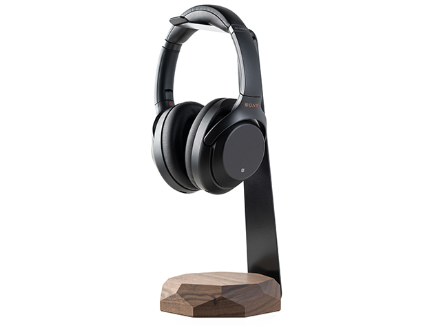 2-in-1 Wooden Headphone Stand & Charger (Walnut)