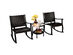 Costway 3 Piece Patio Rattan Rocking Chair Bistro Set Coffee Table Storage Shelf - Dark Brown