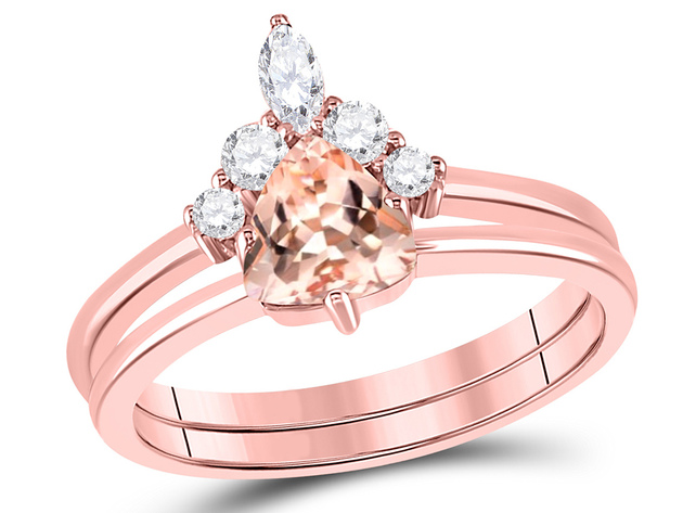 7/8 Carat (ctw) Natural Morganite Ring in 10K Rose Pink Gold with