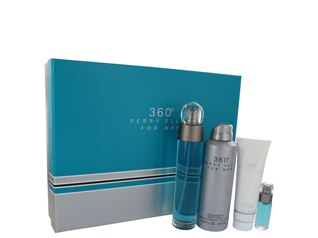 perry ellis 360 by Perry Ellis Gift Set -- 3.4 oz Eau De Toilette Spray + 6.8 oz Body Spray + 3 oz Shower Gel + .25 oz Mini EDT Spray