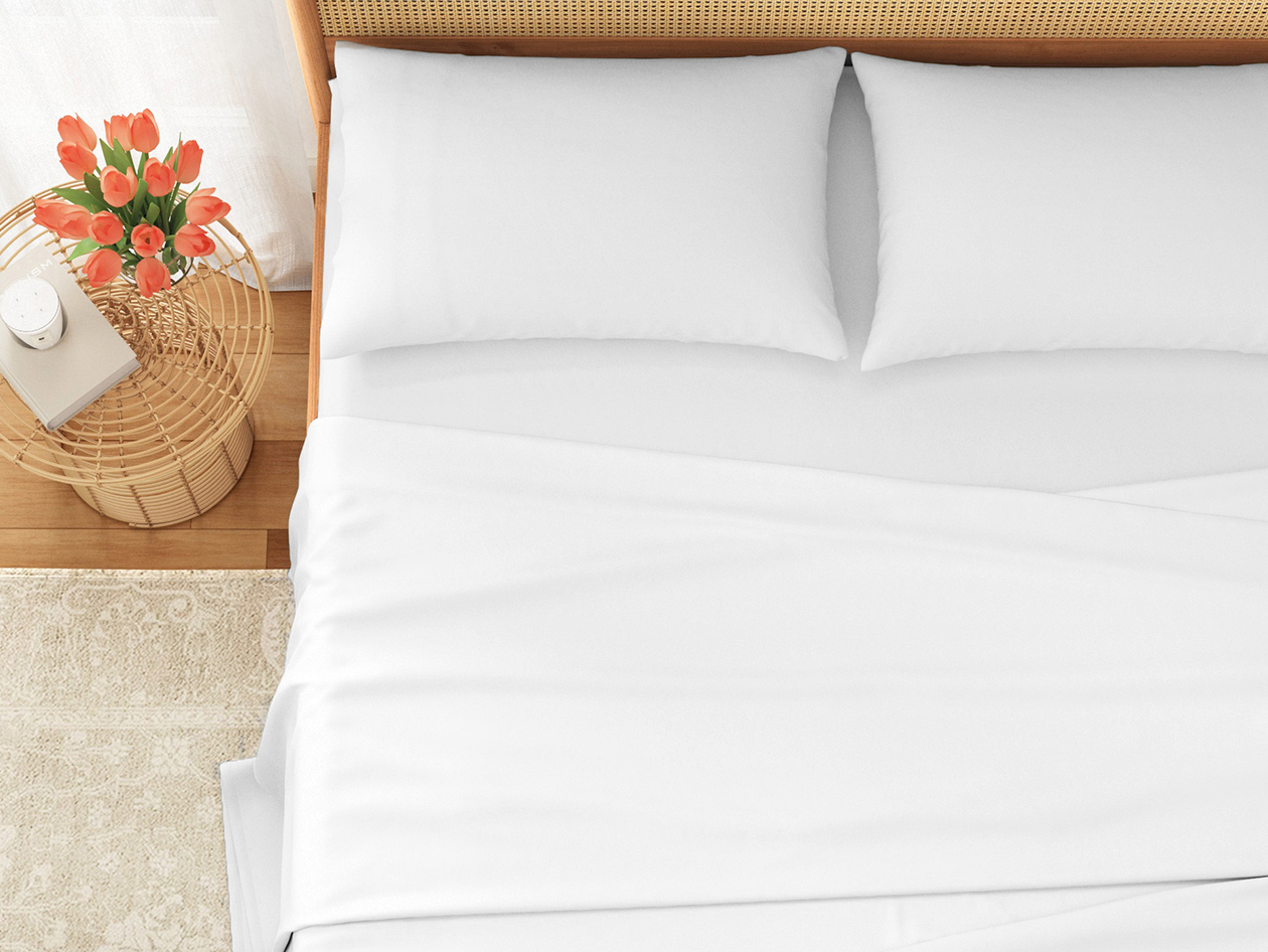 4-Piece Pre-Washed Microfiber Sheet Set (White/King)