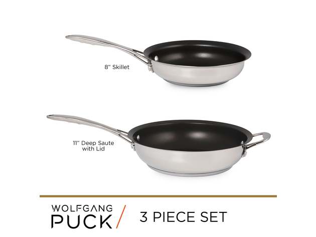 Wolfgang Puck's Cafe Collection 11 pc set Stainless steel pots and pans W/  Lids