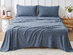 Kathy Ireland 4 Piece Heathered Jersey Knit Cotton Sheet Set (Full/Denim)