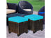 Costway 2 Piece Patio Rattan Ottoman Cushioned Seat Foot Rest Coffee Table Turquoise