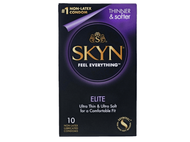 SKYN Elite Ultra Thin and Ultra Soft Lubricated Non Latex Condoms for Better Fit, 10 Count