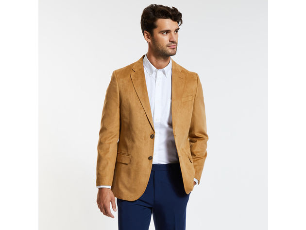 Nautica Men's Modern-Fit Faux-Suede Sport Coat Camel Size R40