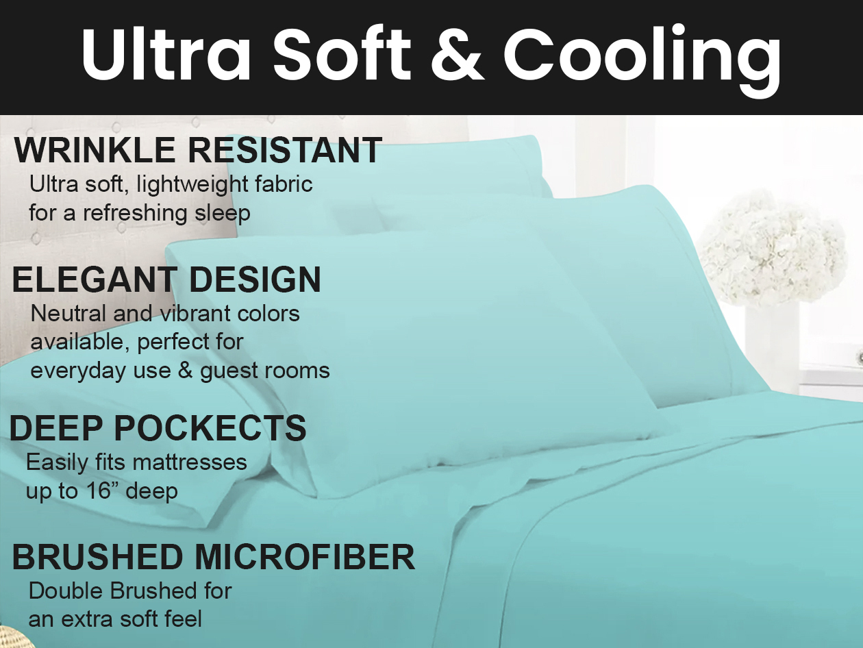Super-Soft 1800 Series Bamboo Blend 6-Piece Sheet Set (Light Blue/King)