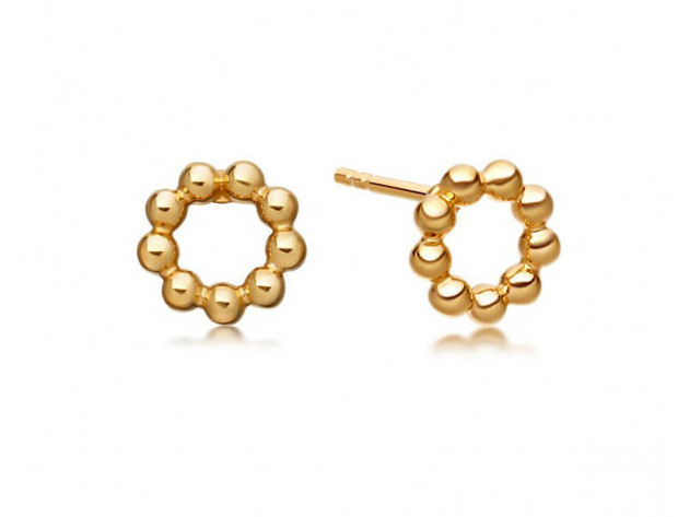 Homvare Women’s 925 Sterling Silver Beaded Stud Earrings - Gold