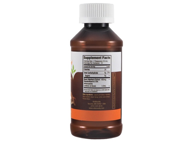 VitaBounty VitaImmune Syrup β-Glucan + Standardized Eldelberry Lemon Flavor Dietary Supplement 100 mL (3.4 Fl Oz)