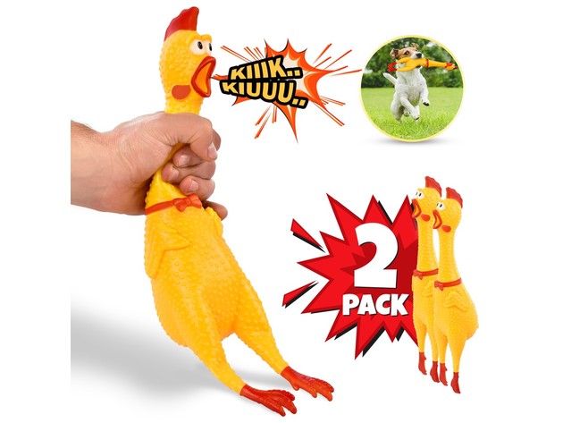 2-Pack Hilarious 15 Rubber Screaming Chicken Novelty Toy for Kids & Pets