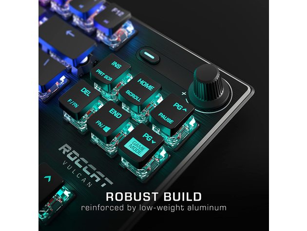 ROCCAT Vulcan TKL Compact Mechanical Gaming Keyboard with Titan Switch Linear, RGB Lighting, and Anodized Aluminum Top Plate