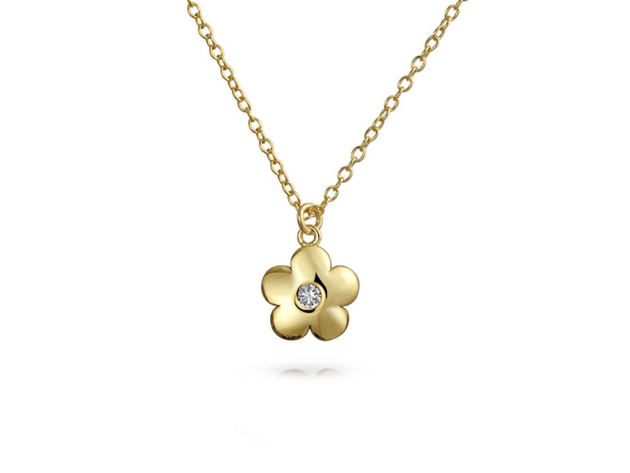 Homvare Women’s 925 Sterling Silver Heart Flower 2 Pc Necklace - Gold