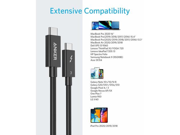 Anker USB-C to USB-C Thunderbolt 3.0 Cable (2.3 ft)