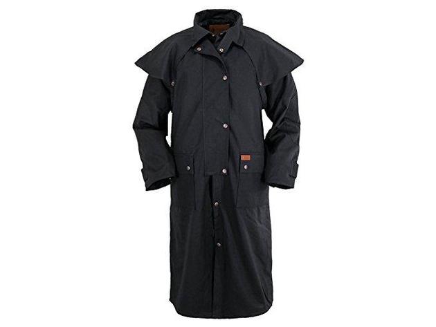 Outback Trading 100% Cotton Oilskin Unisex Duster Large Black Waterproof