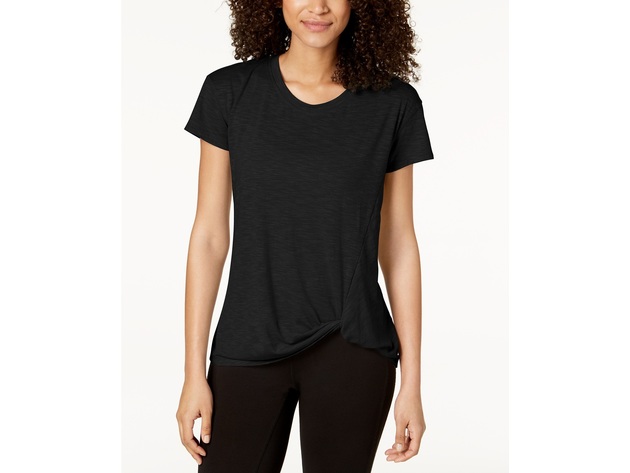 Ideology Women's Knot-Front T-Shirt Black Size Small