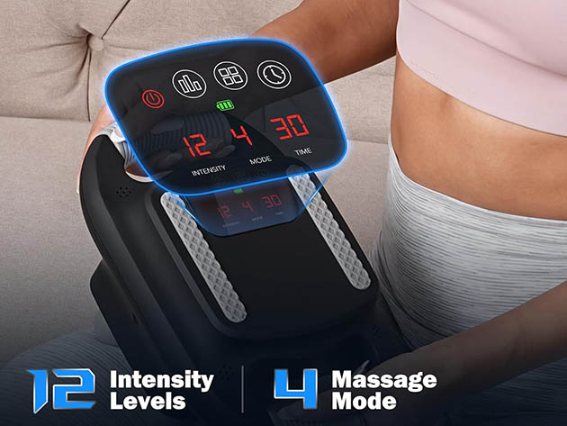 Deep Tissue 4-Head Percussion Massager with 12 Intensities & 4 Modes for Full Body Muscle Pain Relief